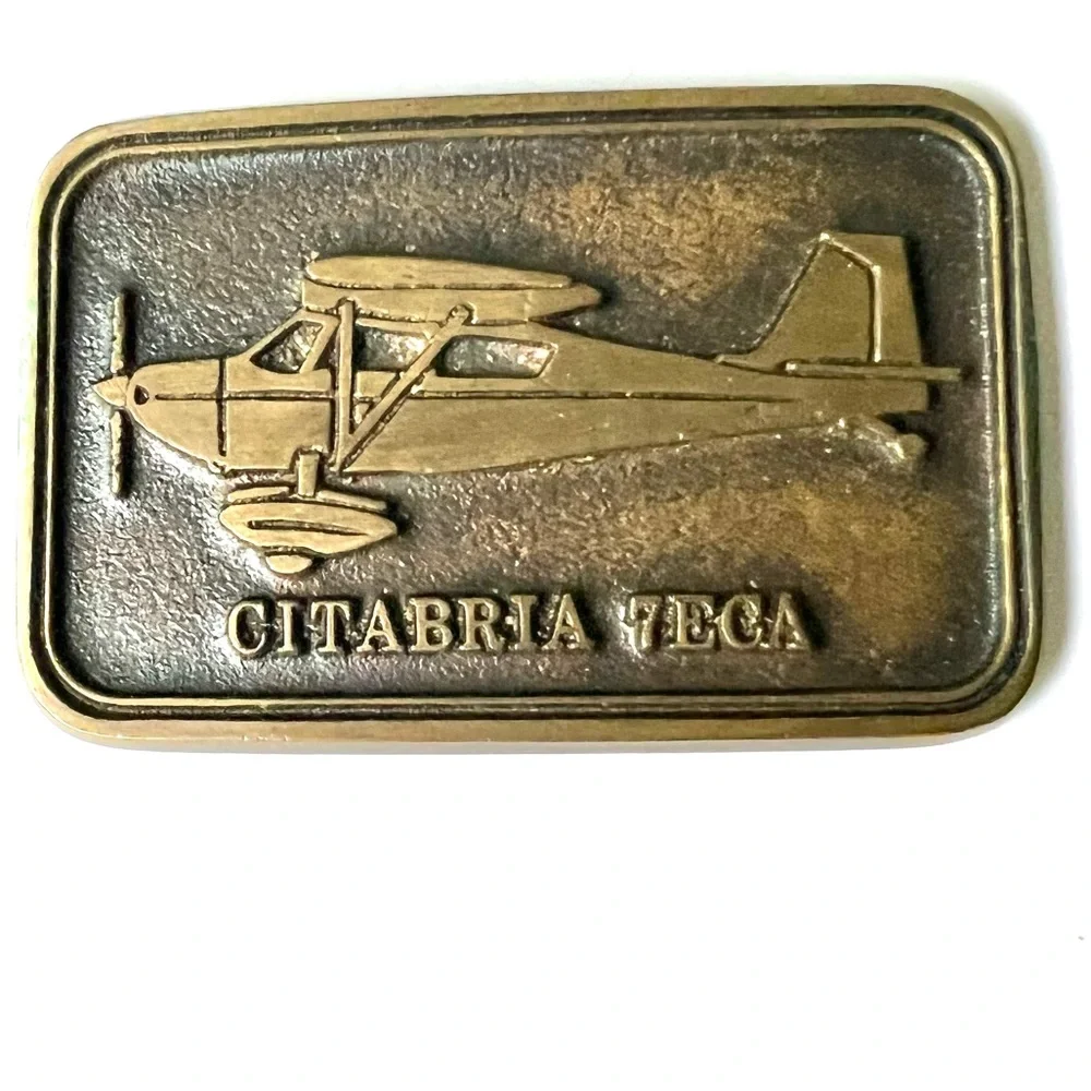 Vintage Brass Belt Buckle Aviation CITABRIA 7ECA Plane Flight Airplane Wings